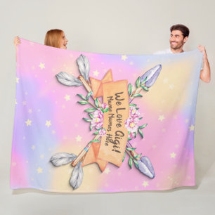 Text ändern Namen hinzufügen Boho-Blumen Pfeile Ro Fleecedecke