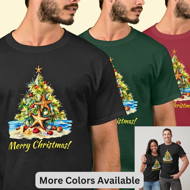 Text ändern - Strandfische Muscheln Weihnachtsbaum T-Shirt (Von Creator hochgeladen)