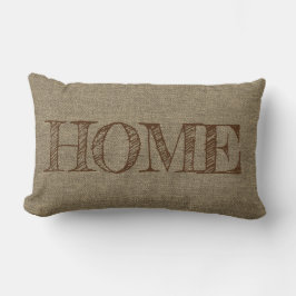 Text ändern - ZUHAUSE - Text auf Beige hellbraun Lendenkissen