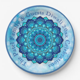 Text anpassen Diwali Blue 9"-Platte Pappteller