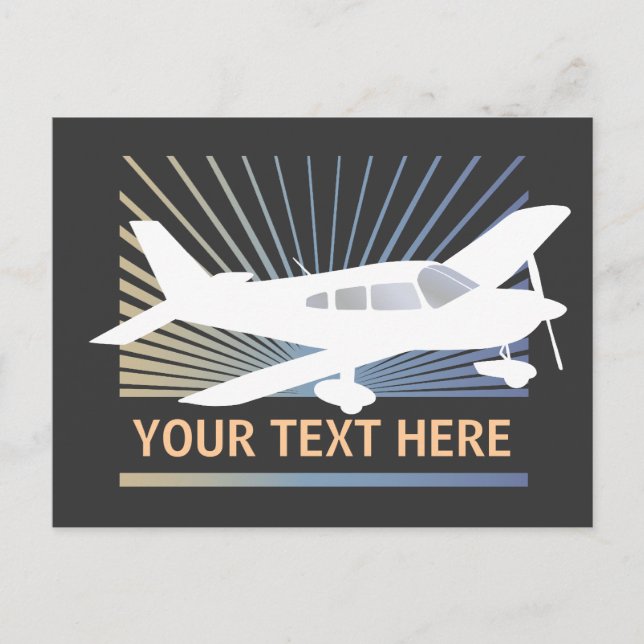 Text anpassen - Low-Wing-Flugzeug Postkarte (Vorderseite)