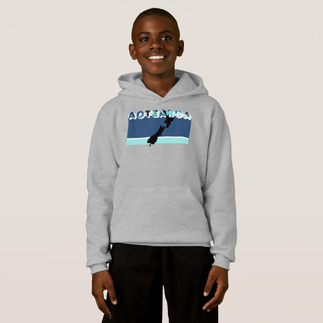TEXT AOTEAROA NZ PAUA NEUSEELAND LAND MAORI HOODIE (Vorne ganz)