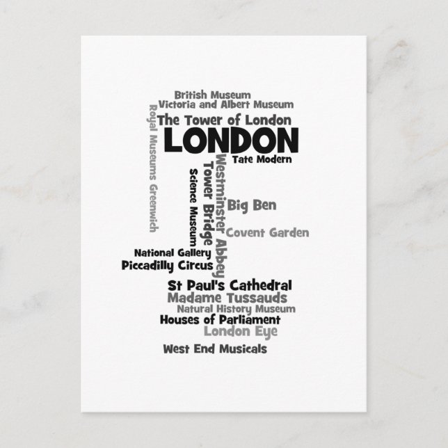 Text Art "London" Postkarte (Vorderseite)