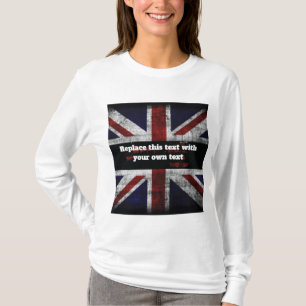 Text auf englischer Flagge hinzufügen Kissen T-Shirt