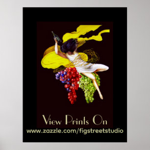 Text auf Vintagen Frauenplakaten für Weinmädchen h Poster