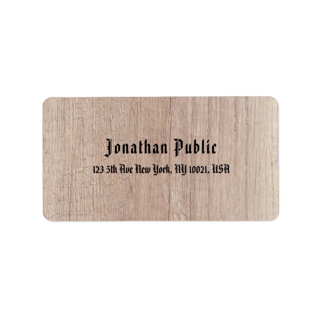 Text braun-braun-Holzbrett Aussehen Skript Adressaufkleber (Vorne)