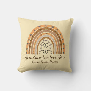 Text Brown Boho Rainbow Heart Oma ändern Kissen
