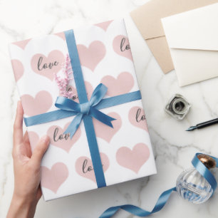 Text der Liebe Blush Pink Hearts Geschenkpapier