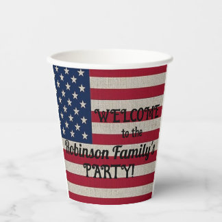 Text der patriotischen amerikanischen Flagge Pappbecher