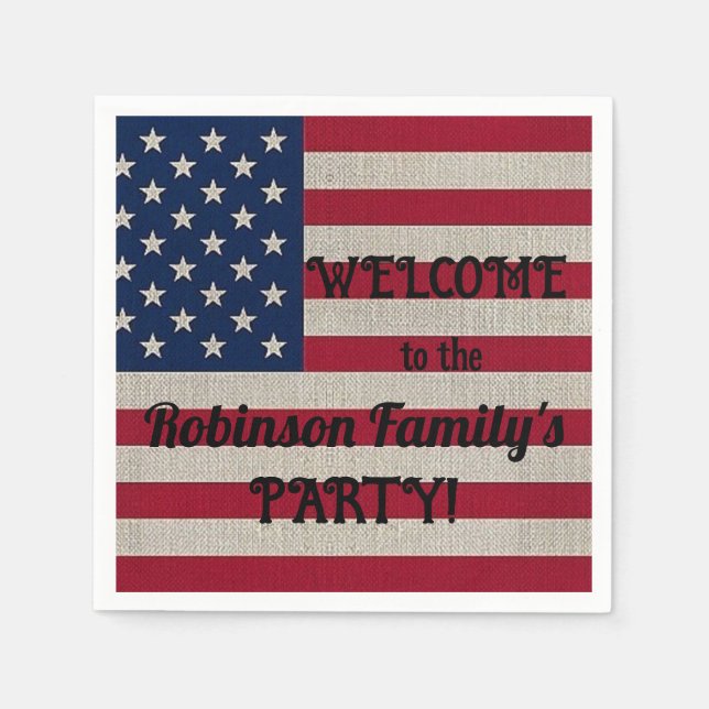 Text der patriotischen amerikanischen Flagge Serviette (Vorderseite)