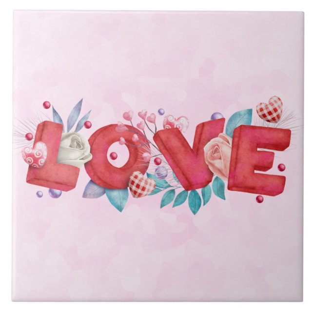 Text der roten Liebe in fett formatierten Blockbuc Fliese (Vorderseite)