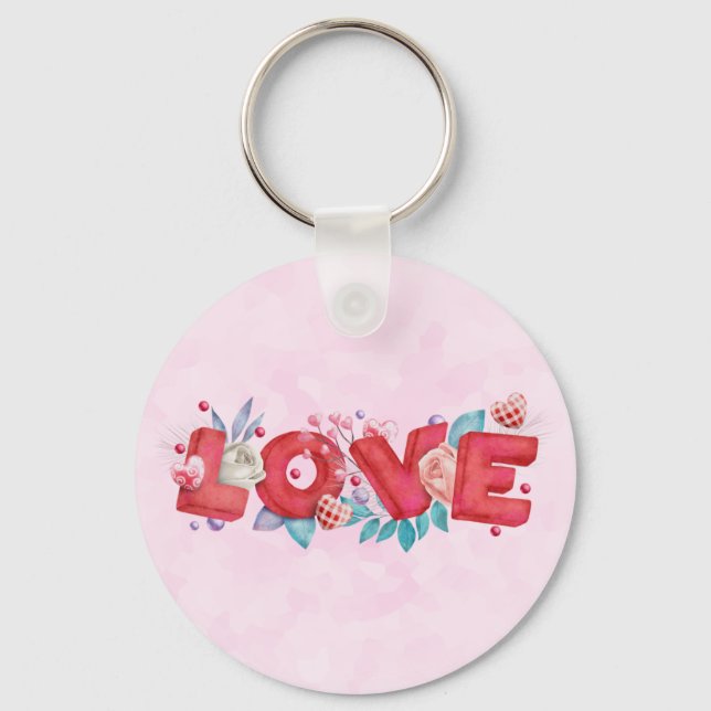 Text der roten Liebe in fett formatierten Blockbuc Schlüsselanhänger (Vorderseite)