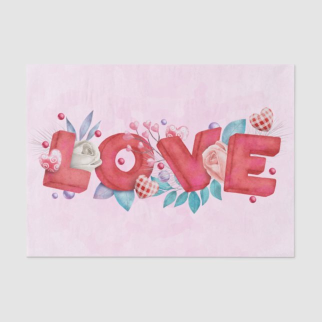 Text der roten Liebe in fett formatierten Blockbuc Seidenpapier (Vorderseite)