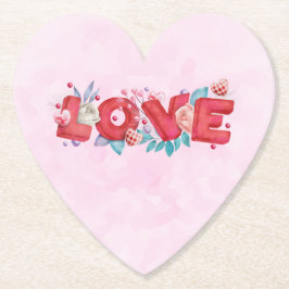 Text der roten Liebe in fett formatierten Blockbuc Untersetzer