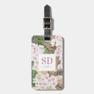 Text der Schrift "Pampas gras", "orchid", "tropisc Gepäckanhänger