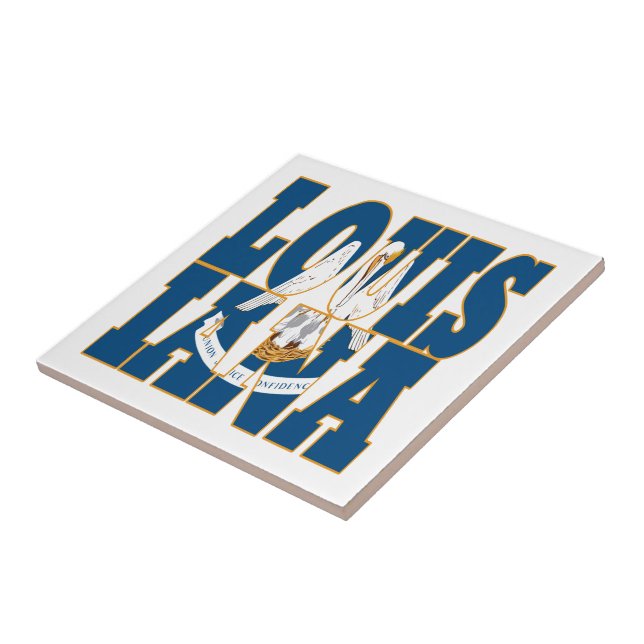 Text der Staatsflagge in Louisiana Fliese (Seite)