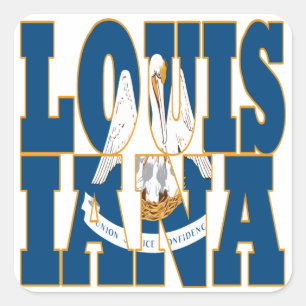 Text der Staatsflagge in Louisiana Quadratischer Aufkleber