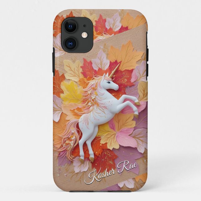 Text der verzauberten Herbst-Unicorn-Pastel-Blume Case-Mate iPhone Hülle (Rückseite)