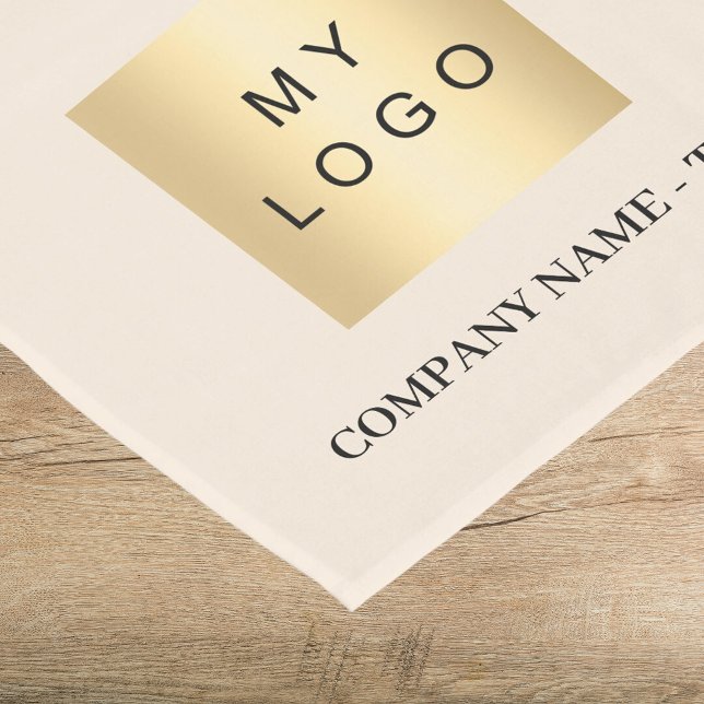Text des Beige-Firmenlogos Kurzer Tischläufer (Von Creator hochgeladen)