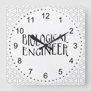 Text des biologischen Ingenieurs Quadratische Wanduhr