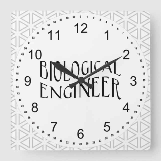 Text des biologischen Ingenieurs Quadratische Wanduhr (Vorderseite)