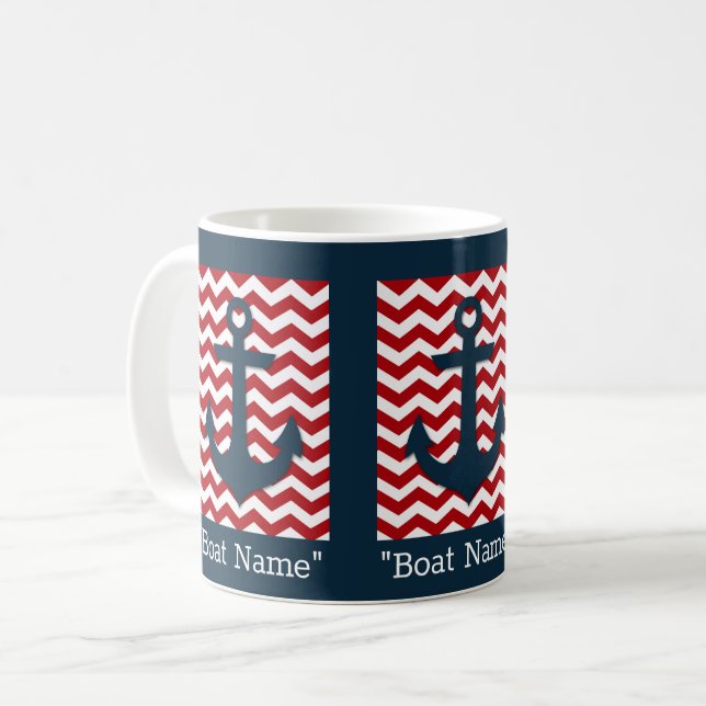 Text des naukalen Anchors Red Blue Boat Name Kaffeetasse (Vorderseite Links)