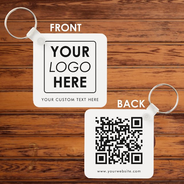 Text des QR-Codes für Firmenlogos, zweiseitig, wei Schlüsselanhänger (Business Logo Text QR Code Double Sided White Keychain)