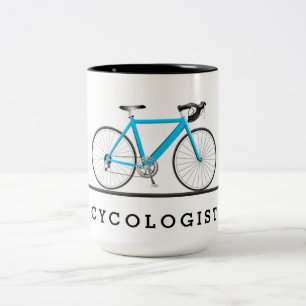 Text des Radfahrers mit dem Wasserfahrrad Zweifarbige Tasse