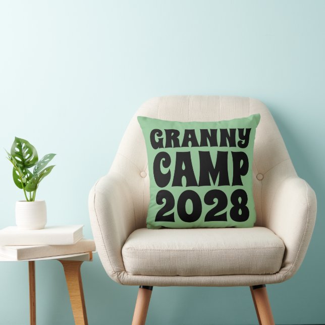 Text des Retro-Granny-Camps Kissen (Stuhl )