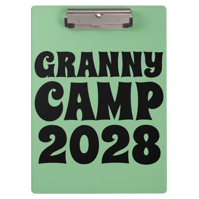 Text des Retro-Granny-Camps Klemmbrett (Vorderseite)