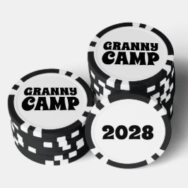 Text des Retro-Granny-Camps Pokerchips