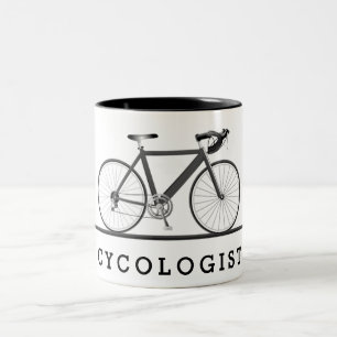 Text des Zykologen mit grauem Fahrrad Zweifarbige Tasse