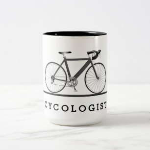 Text des Zykologen mit grauem Fahrrad Zweifarbige Tasse
