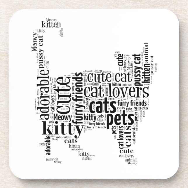 Text-Design für Black Cat Untersetzer (Vorderseite)