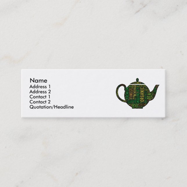 Text-Design für Black Teapot Mini Visitenkarte (Vorderseite)