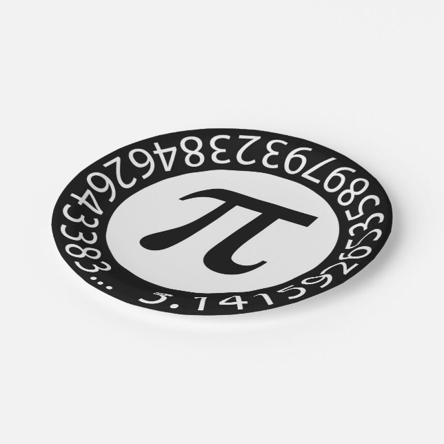 TEXT DESIGN Pi Nummer mathematisches Symbol Pappteller (Schrägansicht)