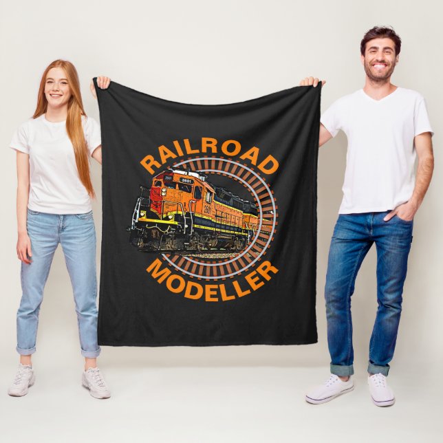Text-Eisenbahn-Modellrechner Orange Diesel Train ä Fleecedecke (Beispiel)