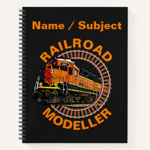 Text-Eisenbahn-Modellrechner Orange Diesel Train ä Notizbuch