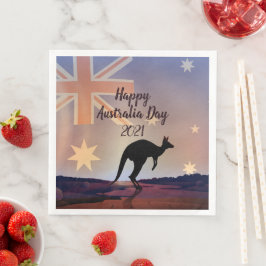 Text-Flag Kangaroo Australien Abendessen Serviette
