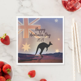 Text-Flag Kangaroo Australien Abendessen Serviette