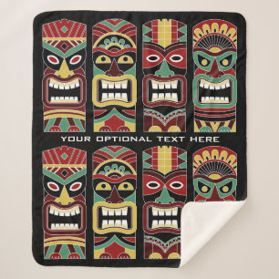 Text-Fleecedecken cooler Tiki Totems Sherpadecke