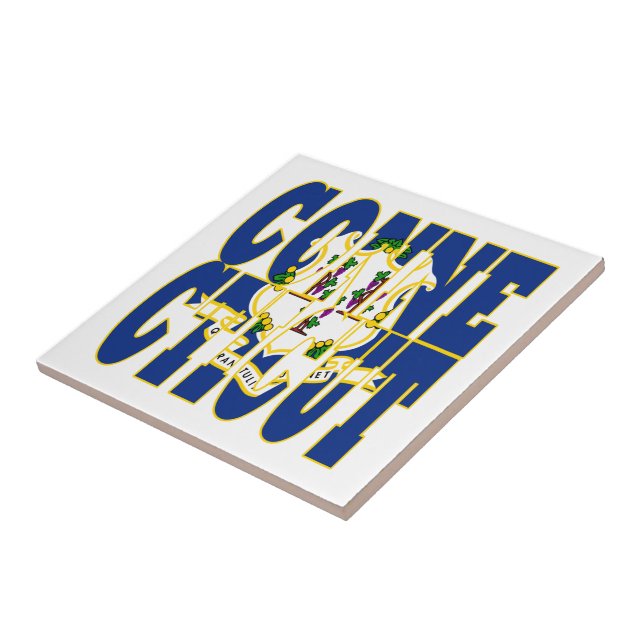 Text für die Flagge des Connecticut-Staates Fliese (Seite)