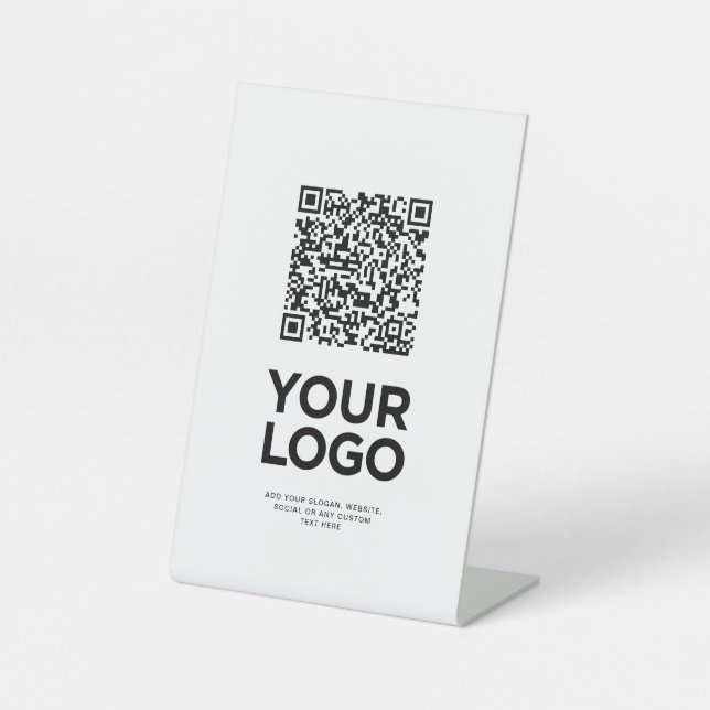 Text für Firmenlogo Einfache QR-Codes Sockelschild (Vorderseite)