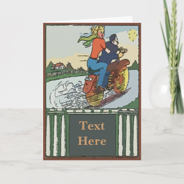 Text für Motorrad-Reisen Feiertagskarte (Vorderseite)