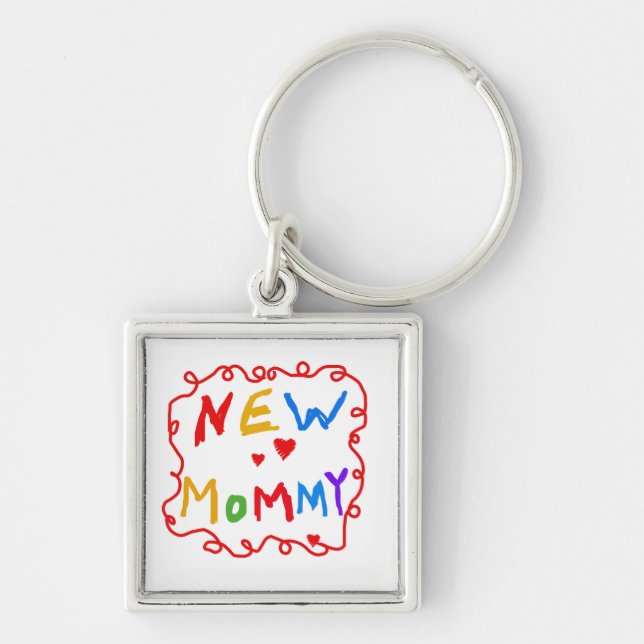 Text für Primärfarben Neue Mommy-Geschenke Schlüsselanhänger (Vorne)