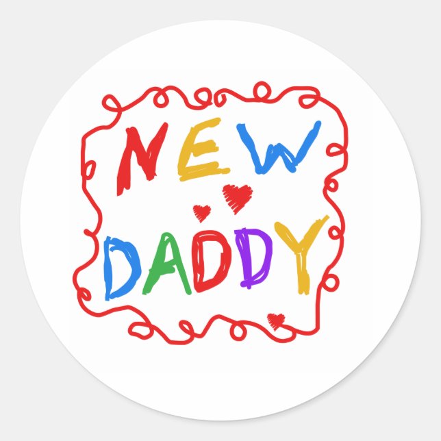 Text für Primärfarben - New Daddy Runder Aufkleber (Vorderseite)