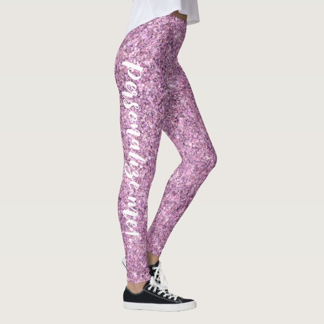 TEXT Glam Glitz Lila Mermaid Glitzer CUSTOM Leggings (Rechts)