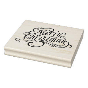 Text, Glocken und Stechpalme der frohen Gummistempel
