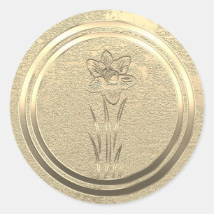 Text Gold Daffodil März hinzufügen Runder Aufkleber