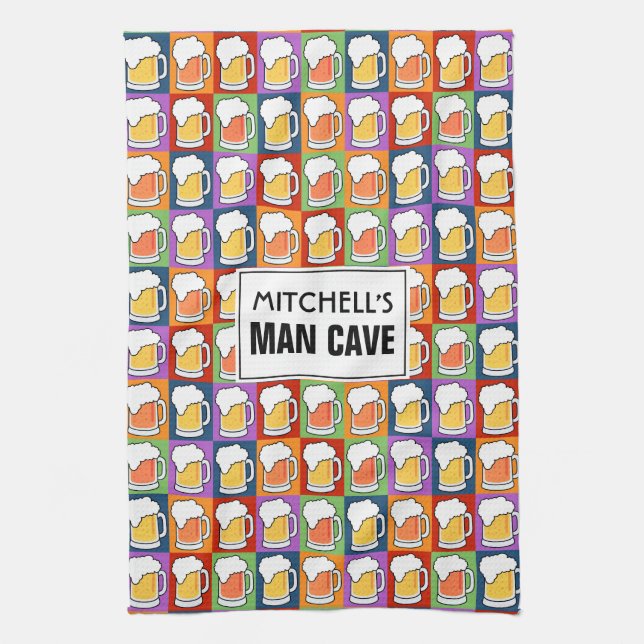 Text-Handtuch der BIER Pop-Kunst Küchentuch (Vertikal)
